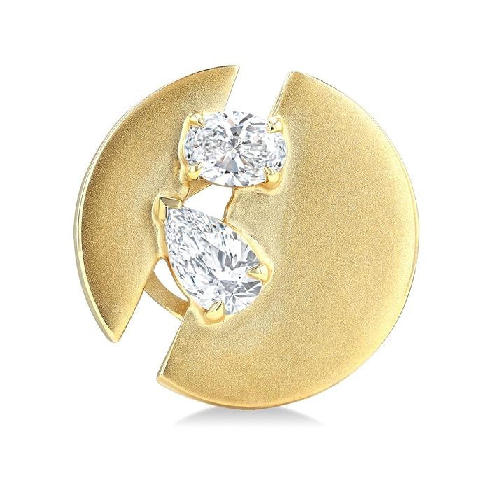 1/2 Ctw Split Circle Oval and Pear Cut Diamond Fashion Stud Earrings in 14K Yellow Gold