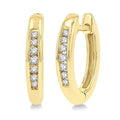 1/10 Ctw Inlay Round Cut Diamond Huggie Petite Earrings in 10K Yellow Gold