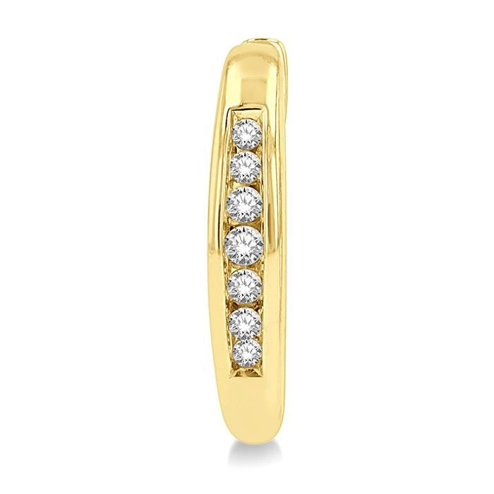 1/10 Ctw Inlay Round Cut Diamond Huggie Petite Earrings in 10K Yellow Gold