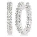 1/4 Ctw Petite Twin Row Round Cut Diamond Fashion Huggies in 10K White Gold