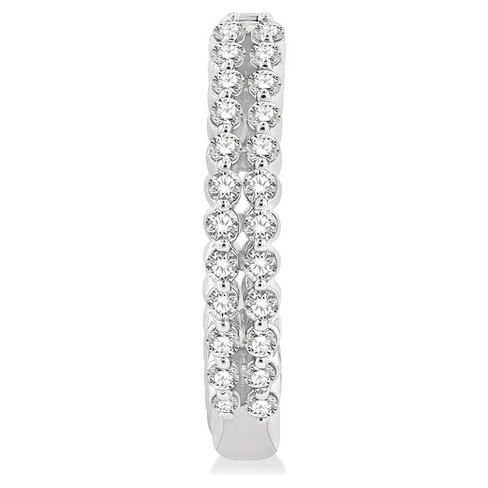 1/4 Ctw Petite Twin Row Round Cut Diamond Fashion Huggies in 10K White Gold
