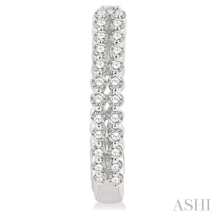 1/4 Ctw Petite Twin Row Round Cut Diamond Fashion Huggies in 10K White Gold