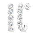 1/4 Ctw Petite Bezel Set Round Cut Diamond Fashion Half Hoop Earrings in 10K White Gold