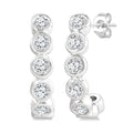 Bezel Set Petite Diamond Half Hoop Earrings
