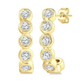 Bezel Set Petite Diamond Half Hoop Earrings
