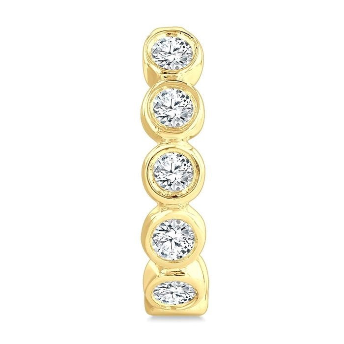 Bezel Set Petite Diamond Half Hoop Earrings
