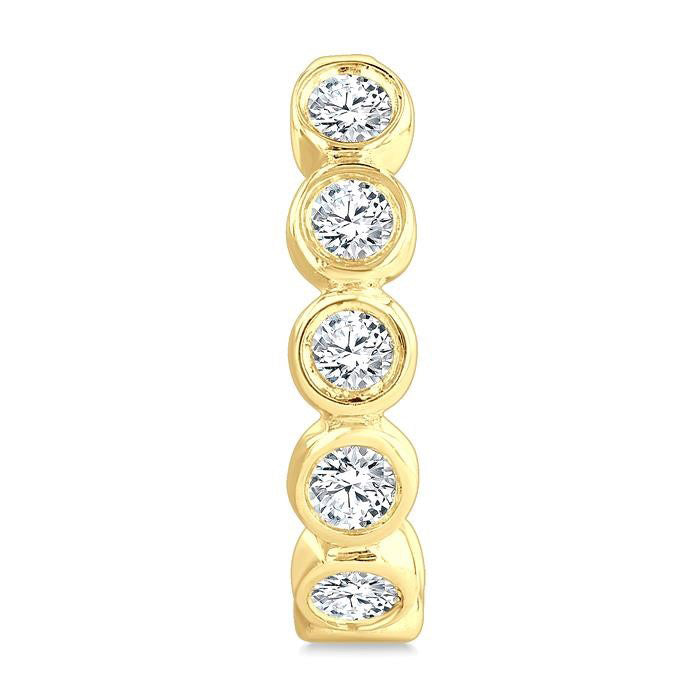 Bezel Set Petite Diamond Half Hoop Earrings