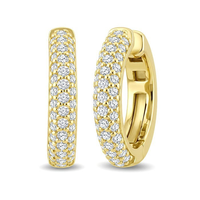1/4 Ctw Round Cut Diamond Huggie Petite Cuff Earrings in 10K Yellow Gold