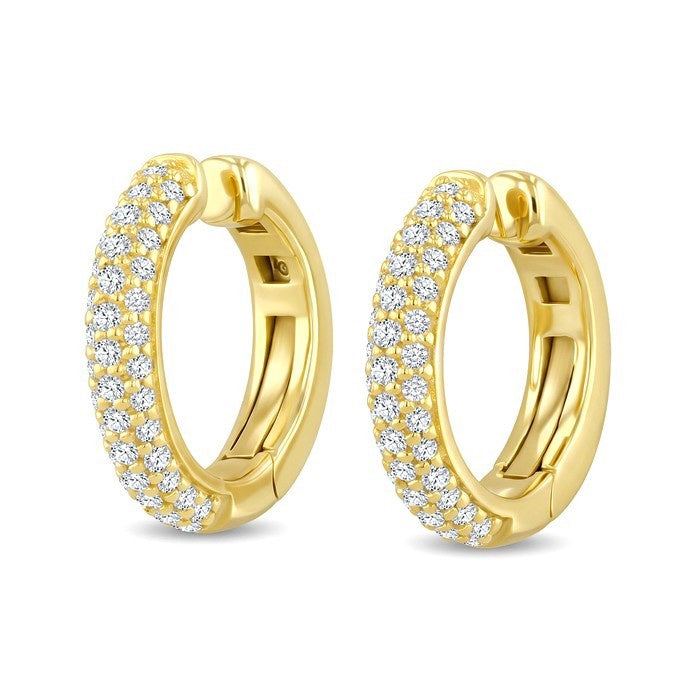 1/4 Ctw Round Cut Diamond Huggie Petite Cuff Earrings in 10K Yellow Gold