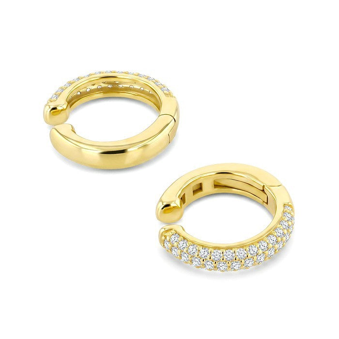 1/4 Ctw Round Cut Diamond Huggie Petite Cuff Earrings in 10K Yellow Gold