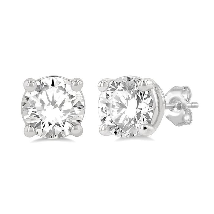 1 1/4 Ctw Round Cut Diamond Stud Earrings in 14K White Gold