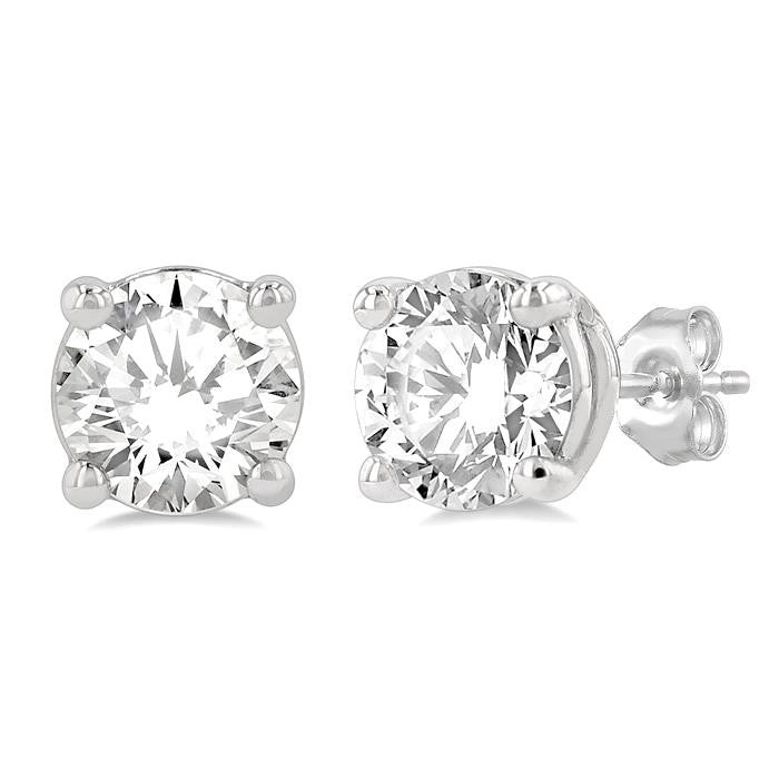 1 1/2 Ctw Round Cut Diamond Stud Earrings in 14K White Gold