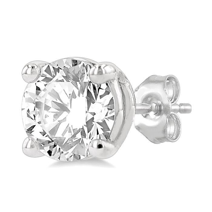 1 1/2 Ctw Round Cut Diamond Stud Earrings in 14K White Gold