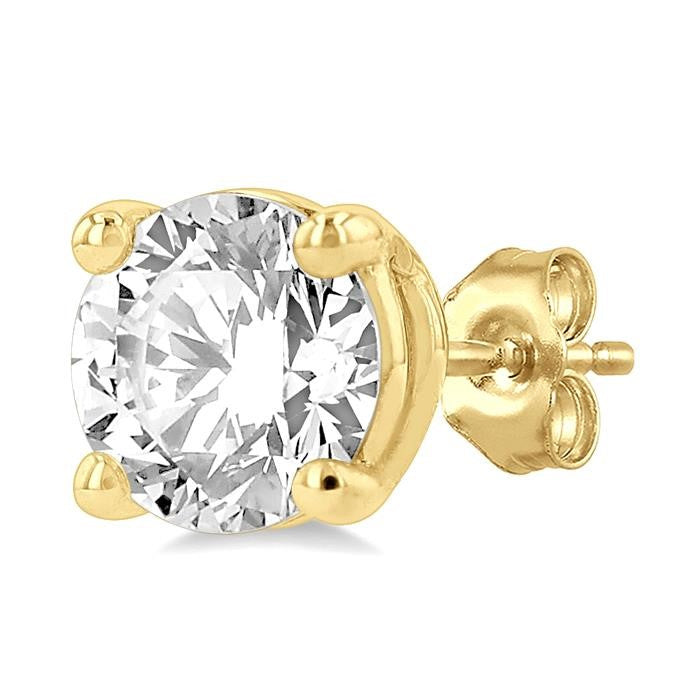 1 1/2 Ctw Round Cut Diamond Stud Earrings in 14K Yellow Gold