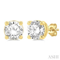 1 1/2 Ctw Round Cut Diamond Stud Earrings in 14K Yellow Gold
