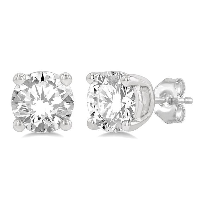1 Ctw Round Cut Diamond Stud Earrings in 14K White Gold