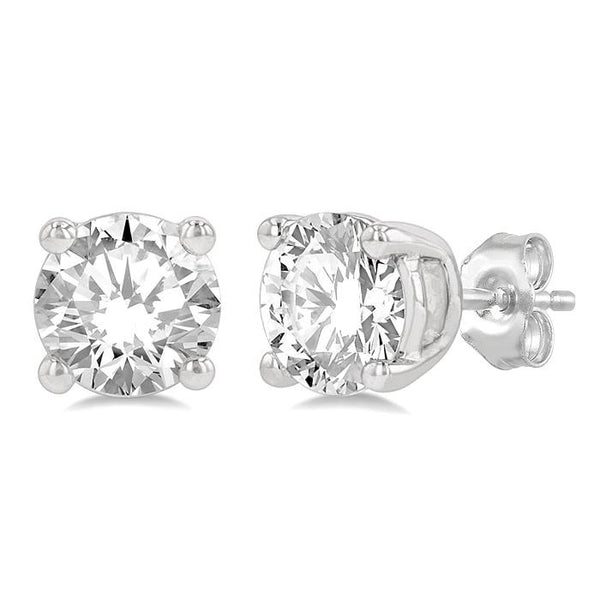 1 Ctw Round Cut Diamond Stud Earrings in 14K White Gold