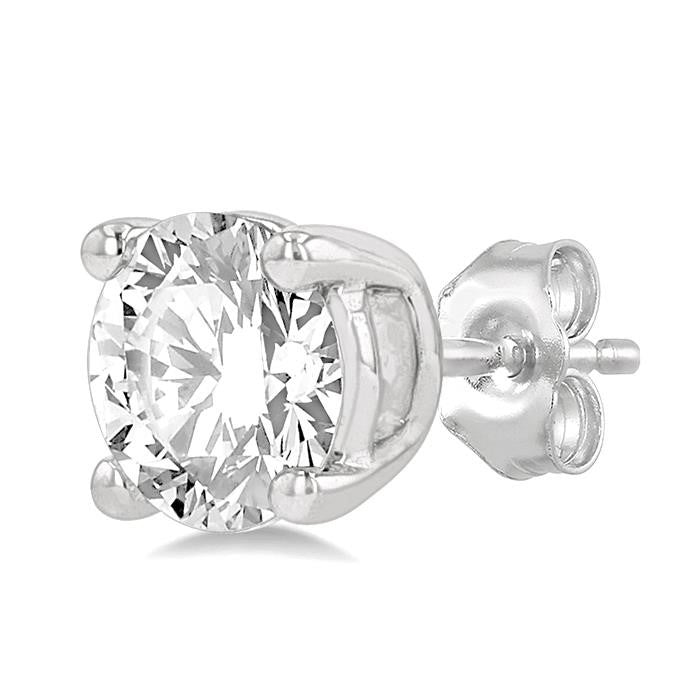 1 Ctw Round Cut Diamond Stud Earrings in 14K White Gold