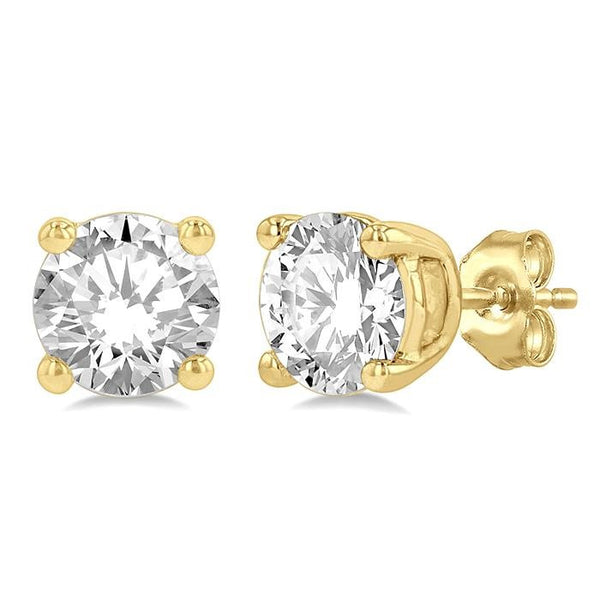 1 Ctw Round Cut Diamond Stud Earrings in 14K Yellow Gold