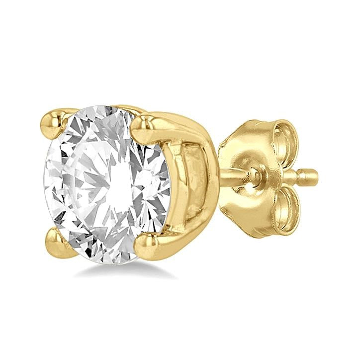 1 Ctw Round Cut Diamond Stud Earrings in 14K Yellow Gold