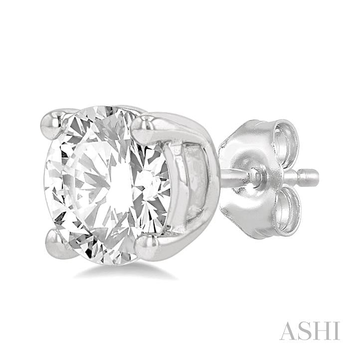 1 Ctw Round Cut Diamond Stud Earrings in 14K White Gold
