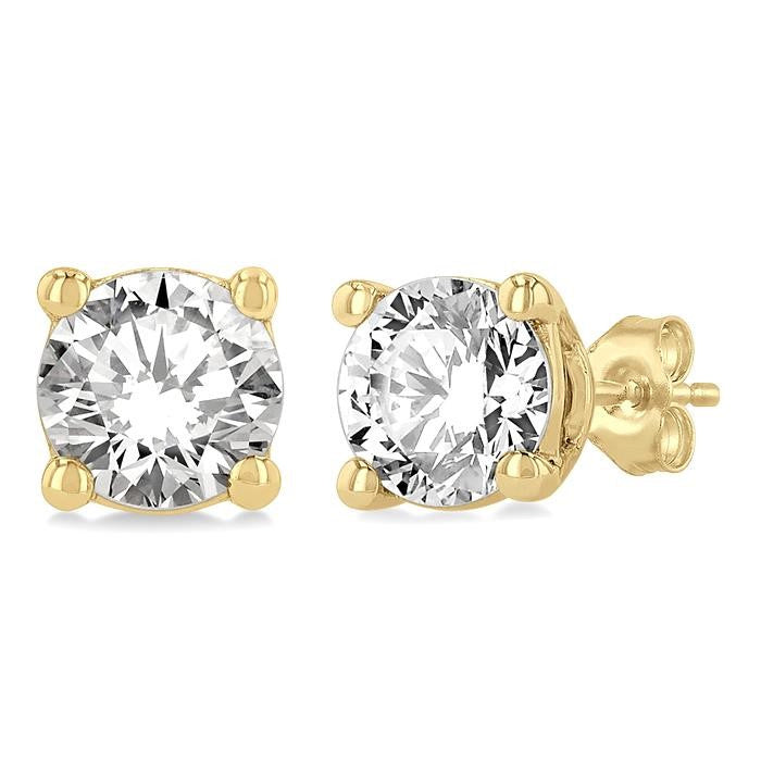 3/4 Ctw Round Cut Diamond Stud Earrings in 14K Yellow Gold