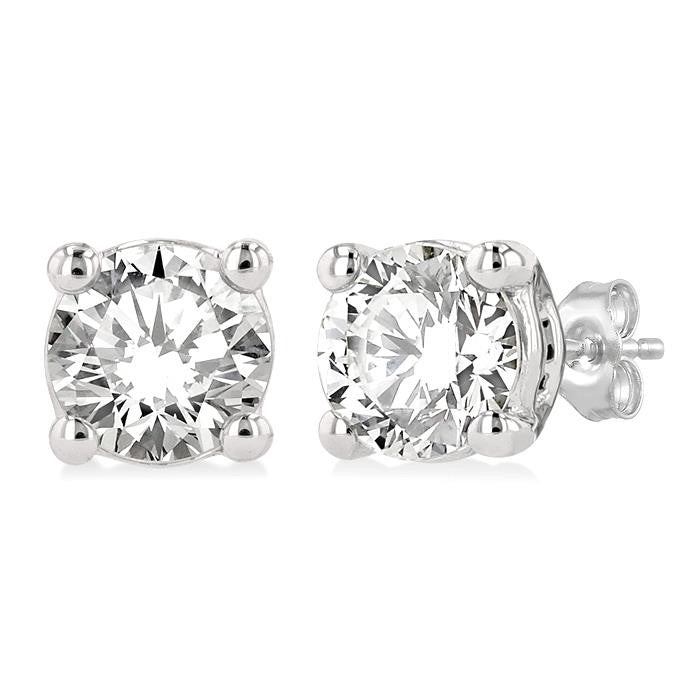 5/8 Ctw Round Cut Diamond Stud Earrings in 14K White Gold