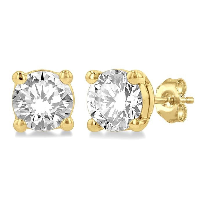 1/2 Ctw Round Cut Diamond Stud Earrings in 14K Yellow Gold