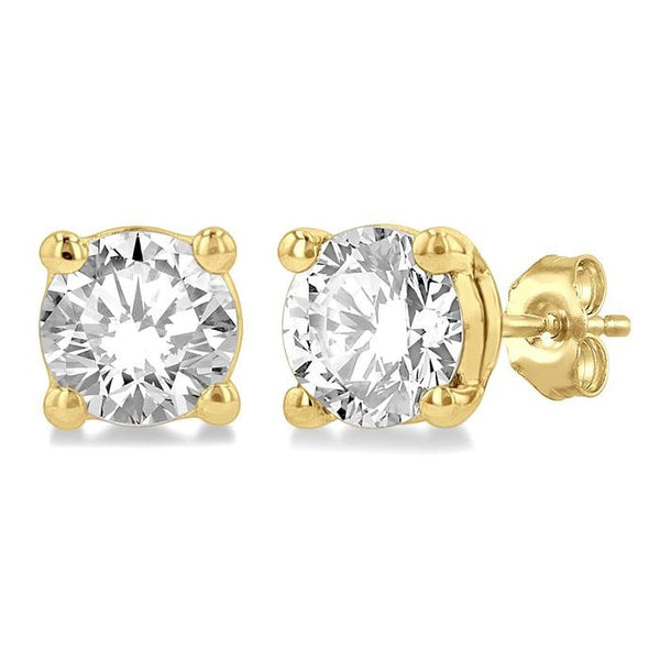1/2 Ctw Round Cut Diamond Stud Earrings in 14K Yellow Gold