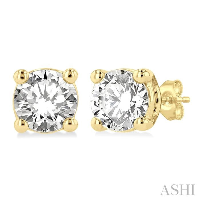 5/8 Ctw Round Cut Diamond Stud Earrings in 14K Yellow Gold