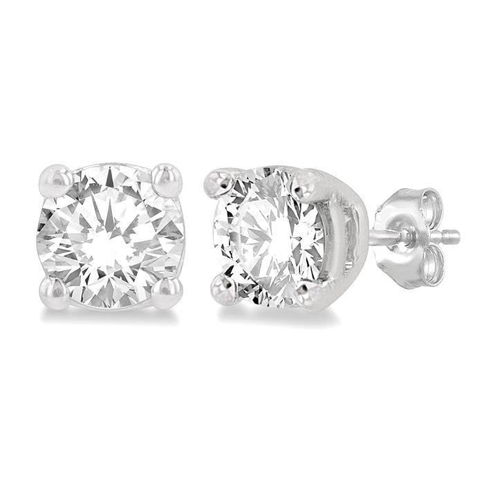 3/8 Ctw Round Cut Diamond Stud Earrings in 14K White Gold