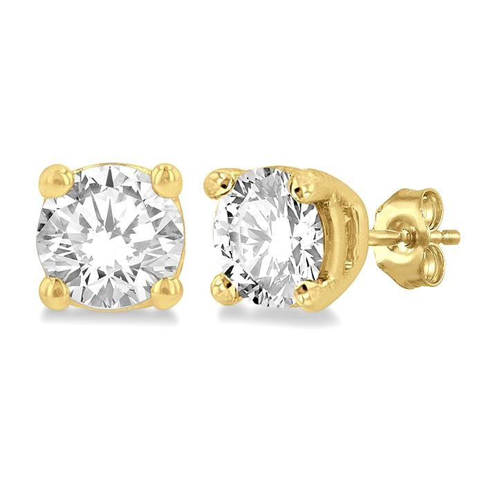 3/8 Ctw Round Cut Diamond Stud Earrings in 14K Yellow Gold