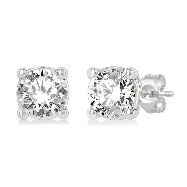 1/3 Ctw Round Cut Diamond Stud Earrings in 14K White Gold