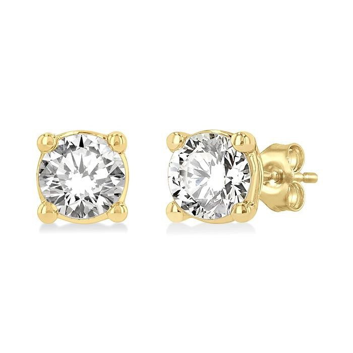 1/3 Ctw Round Cut Diamond Stud Earrings in 14K Yellow Gold