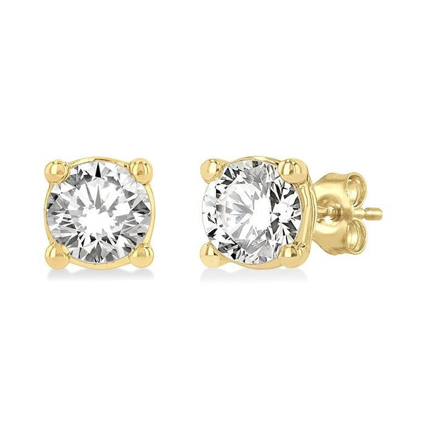 1/3 Ctw Round Cut Diamond Stud Earrings in 14K Yellow Gold