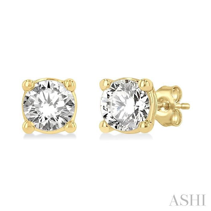 1/3 Ctw Round Cut Diamond Stud Earrings in 14K Yellow Gold