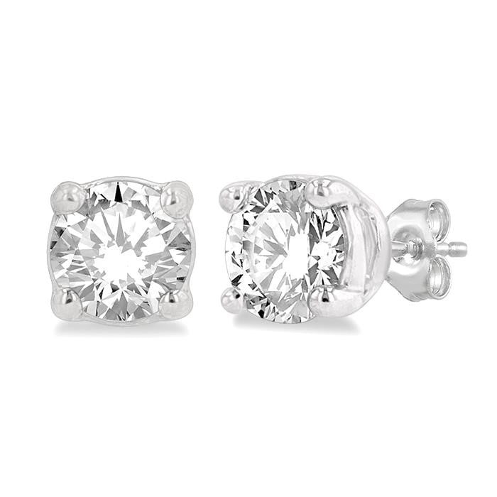 1/4 Ctw Round Cut Diamond Stud Earrings in 14K White Gold