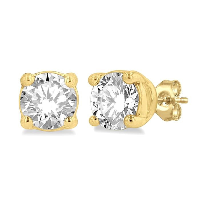 1/4 Ctw Round Cut Diamond Stud Earrings in 14K Yellow Gold
