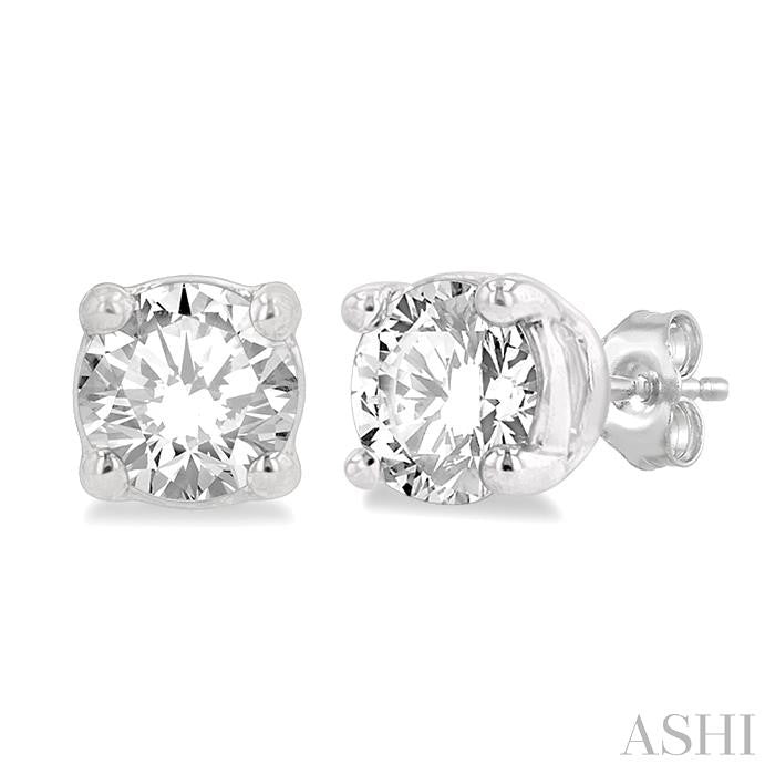 1/4 Ctw Round Cut Diamond Stud Earrings in 14K White Gold