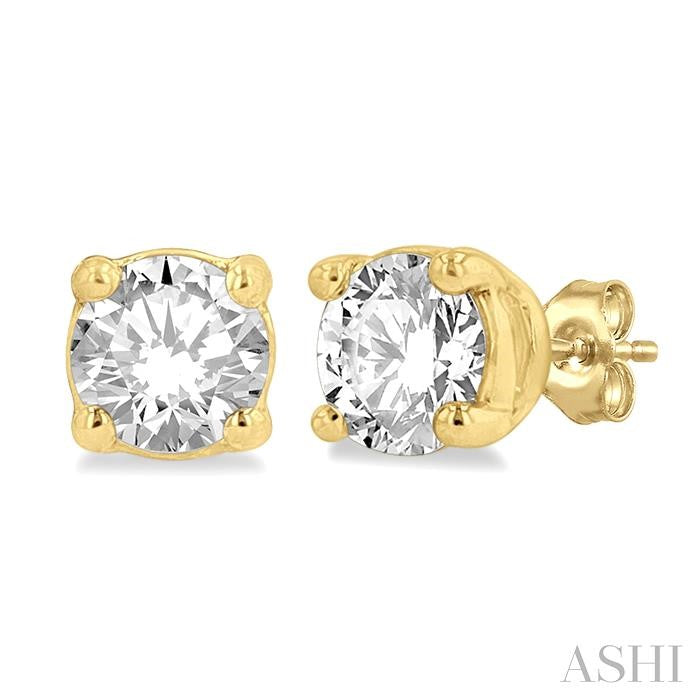 1/4 Ctw Round Cut Diamond Stud Earrings in 14K Yellow Gold