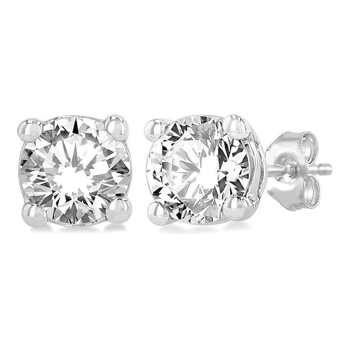 1/5 Ctw Round Cut Diamond Stud Earrings in 14K White Gold