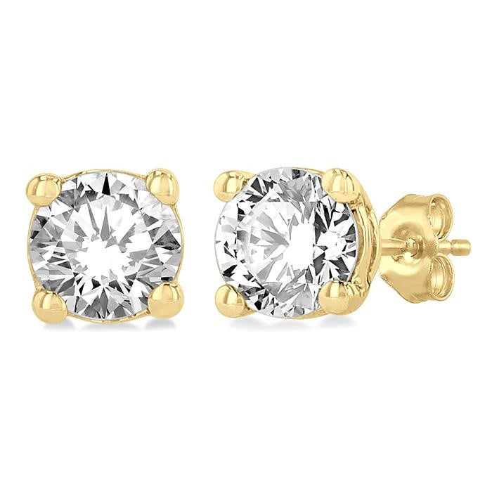 1/5 Ctw Round Cut Diamond Stud Earrings in 14K Yellow Gold