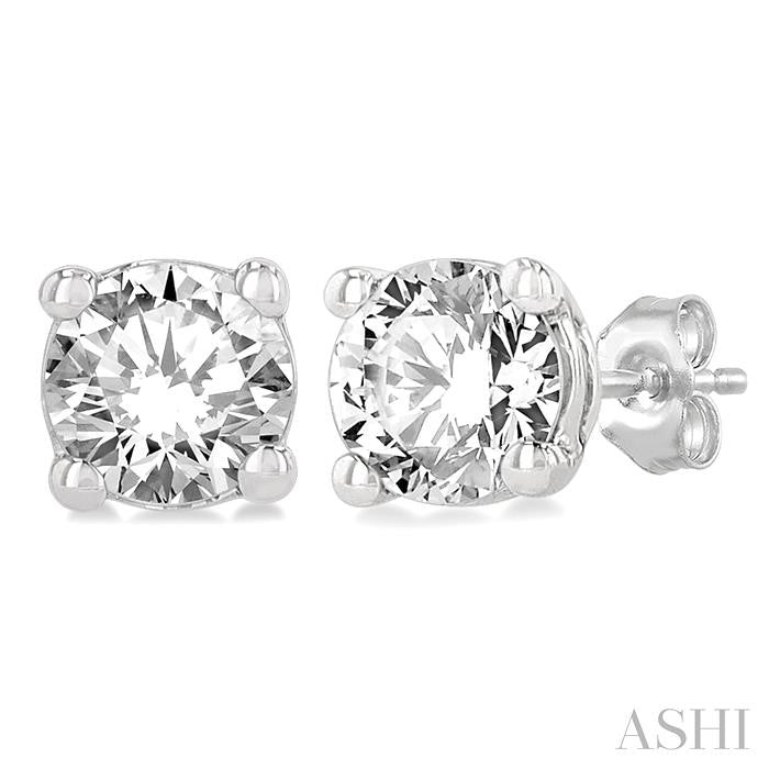 1/5 Ctw Round Cut Diamond Stud Earrings in 14K White Gold