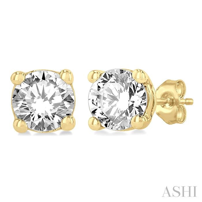 1/5 Ctw Round Cut Diamond Stud Earrings in 14K Yellow Gold
