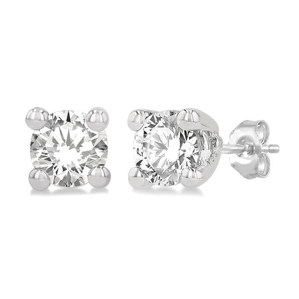 1/10 Ctw Round Cut Diamond Stud Earrings in 14K White Gold