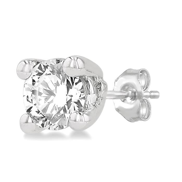 1/10 Ctw Round Cut Diamond Stud Earrings in 14K White Gold