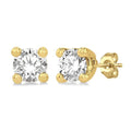1/10 Ctw Round Cut Diamond Stud Earrings in 14K Yellow Gold