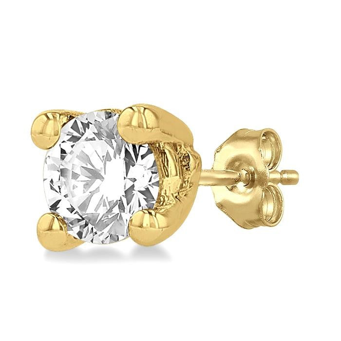 1/10 Ctw Round Cut Diamond Stud Earrings in 14K Yellow Gold