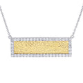 Diamond Oblong Hammered Texture Gold Bar Pendant