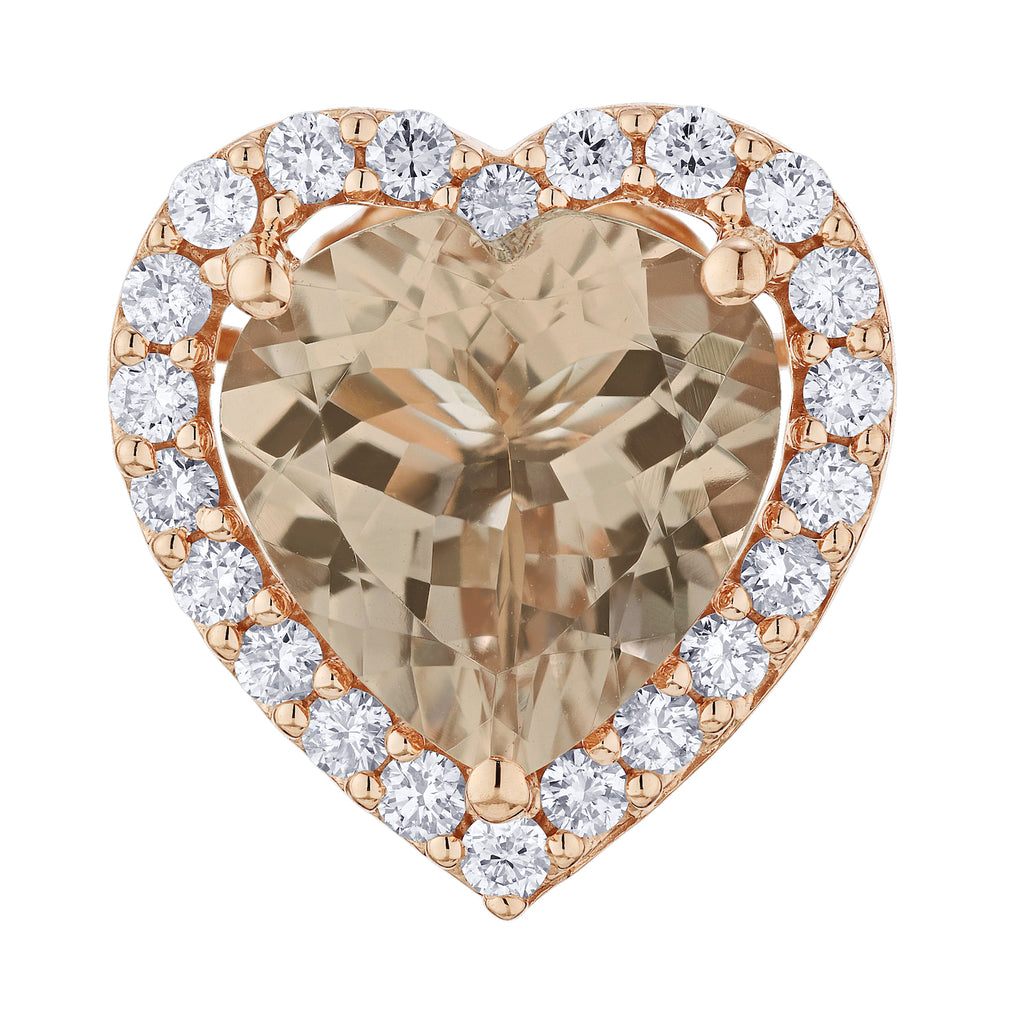 Diamond and Heart Shaped Morganite Halo Pendant